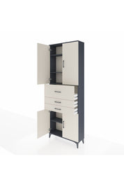 Arges Dolap 4 Raflı 3 Çekmeceli 4 Kapaklı 88x30x243 Antrasit-Aytaşı