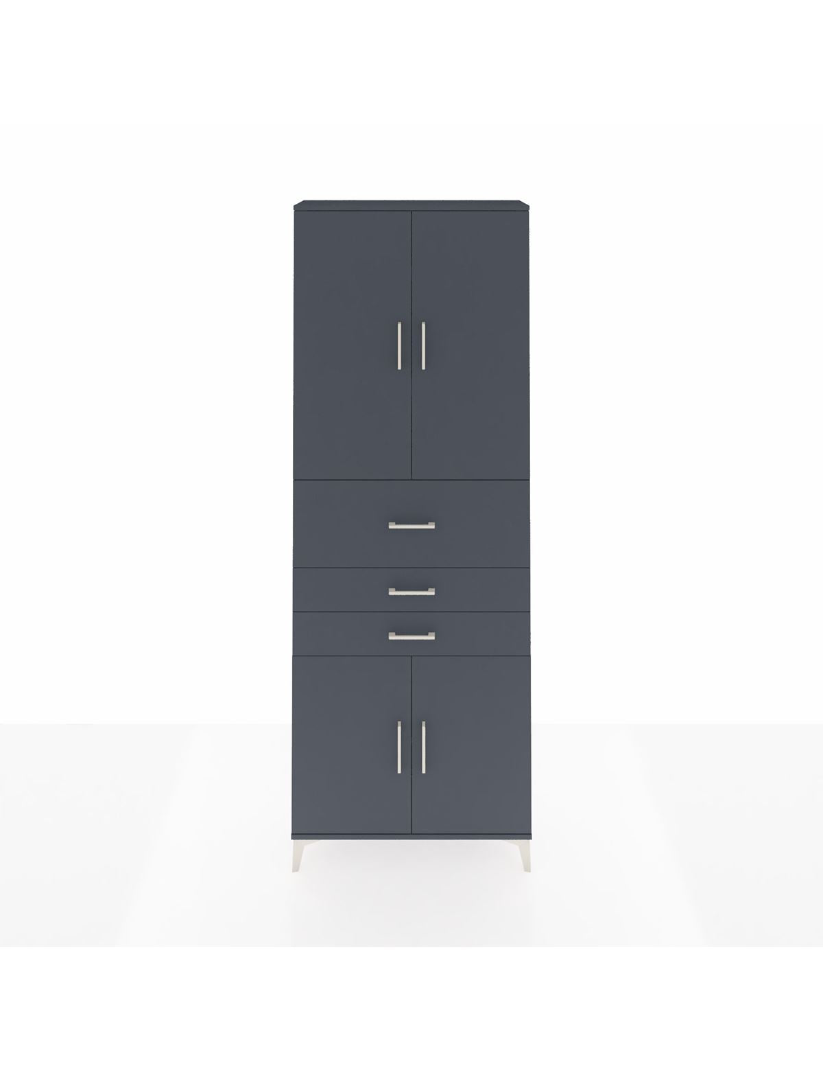 Arges Dolap 4 Raflı 3 Çekmeceli 4 Kapaklı 88x30x243 Antrasit-Antrasit