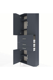 Arges Dolap 4 Raflı 3 Çekmeceli 4 Kapaklı 88x30x243 Antrasit-Antrasit