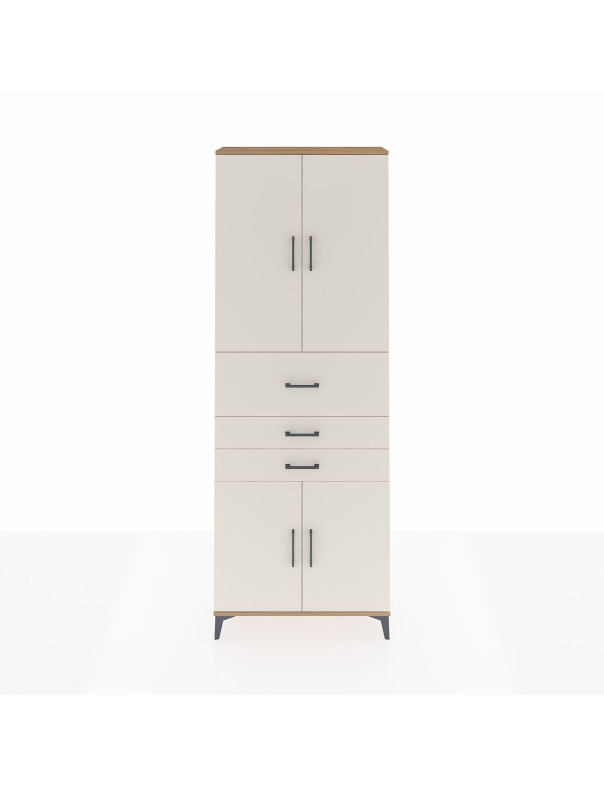 Arges Dolap 4 Raflı 3 Çekmeceli 4 Kapaklı 88x30x243 Çam-Aytaşı