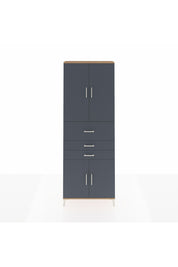 Arges Dolap 4 Raflı 3 Çekmeceli 4 Kapaklı 88x30x243 Çam-Antrasit