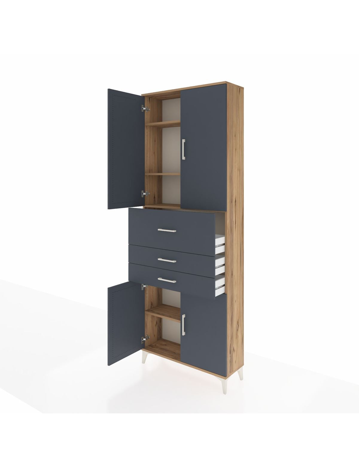 Arges Dolap 4 Raflı 3 Çekmeceli 4 Kapaklı 88x30x243 - S33M113V8A