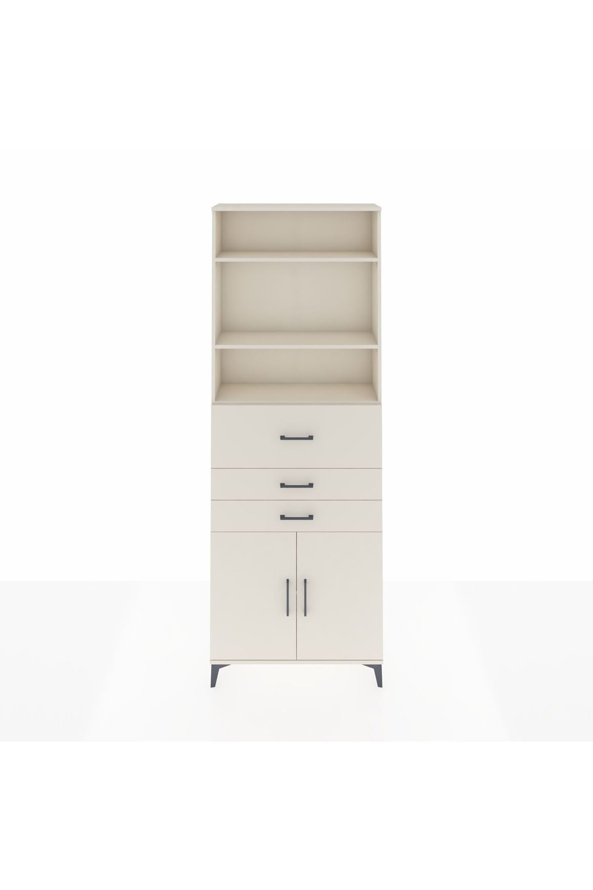 Arges Dolap 4 Raflı 3 Çekmeceli 2 Kapaklı 88x30x243 Aytaşı-Aytaşı