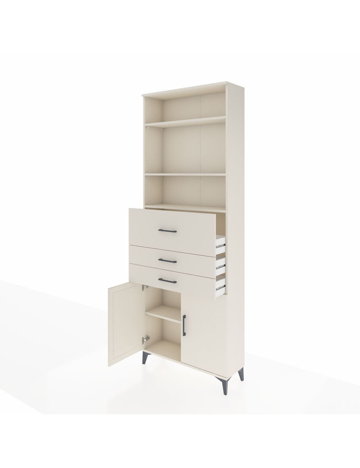 Arges Dolap 4 Raflı 3 Çekmeceli 2 Kapaklı 88x30x243 - S33M114V1A