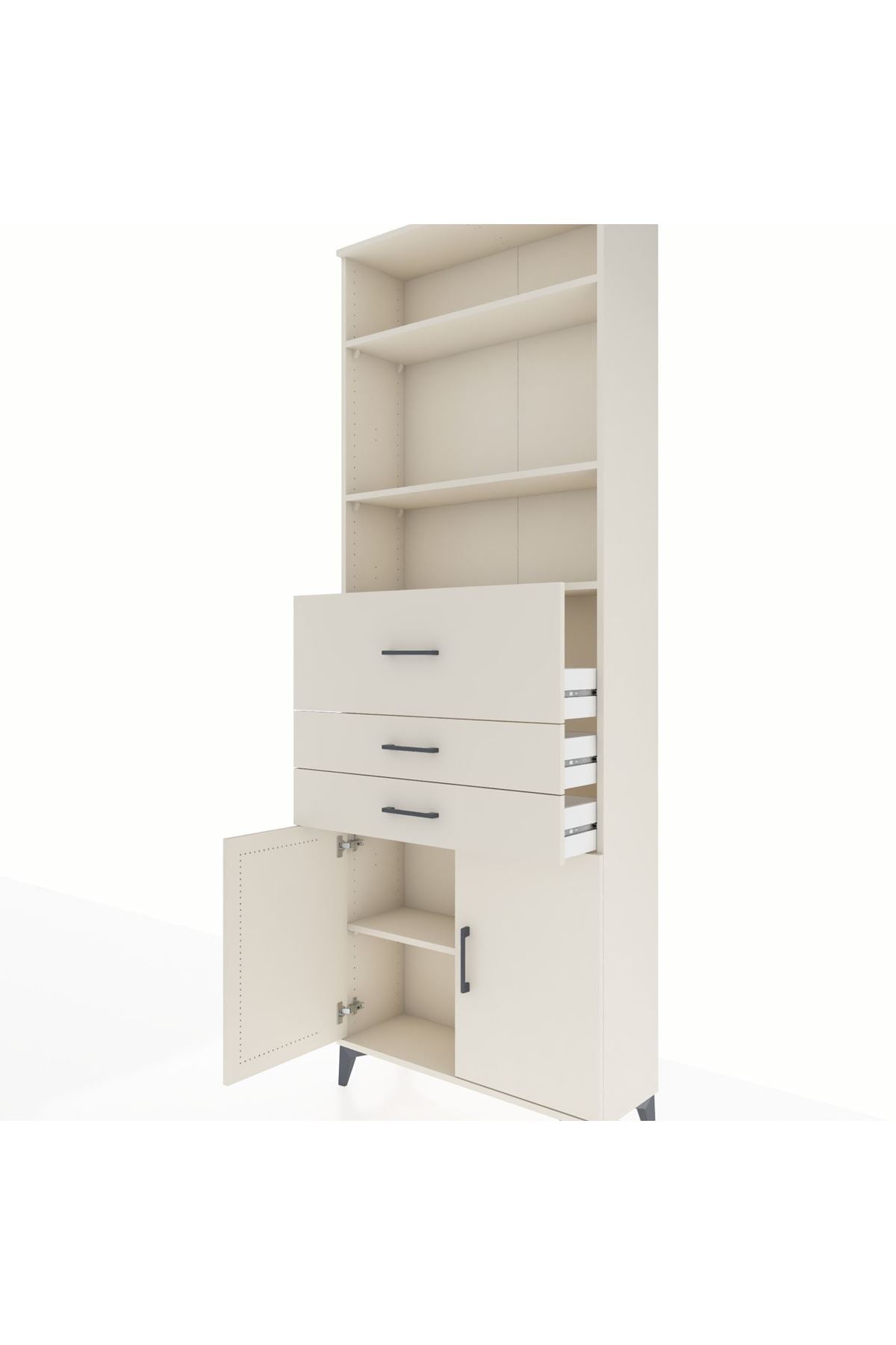 Arges Dolap 4 Raflı 3 Çekmeceli 2 Kapaklı 88x30x243 Aytaşı-Aytaşı