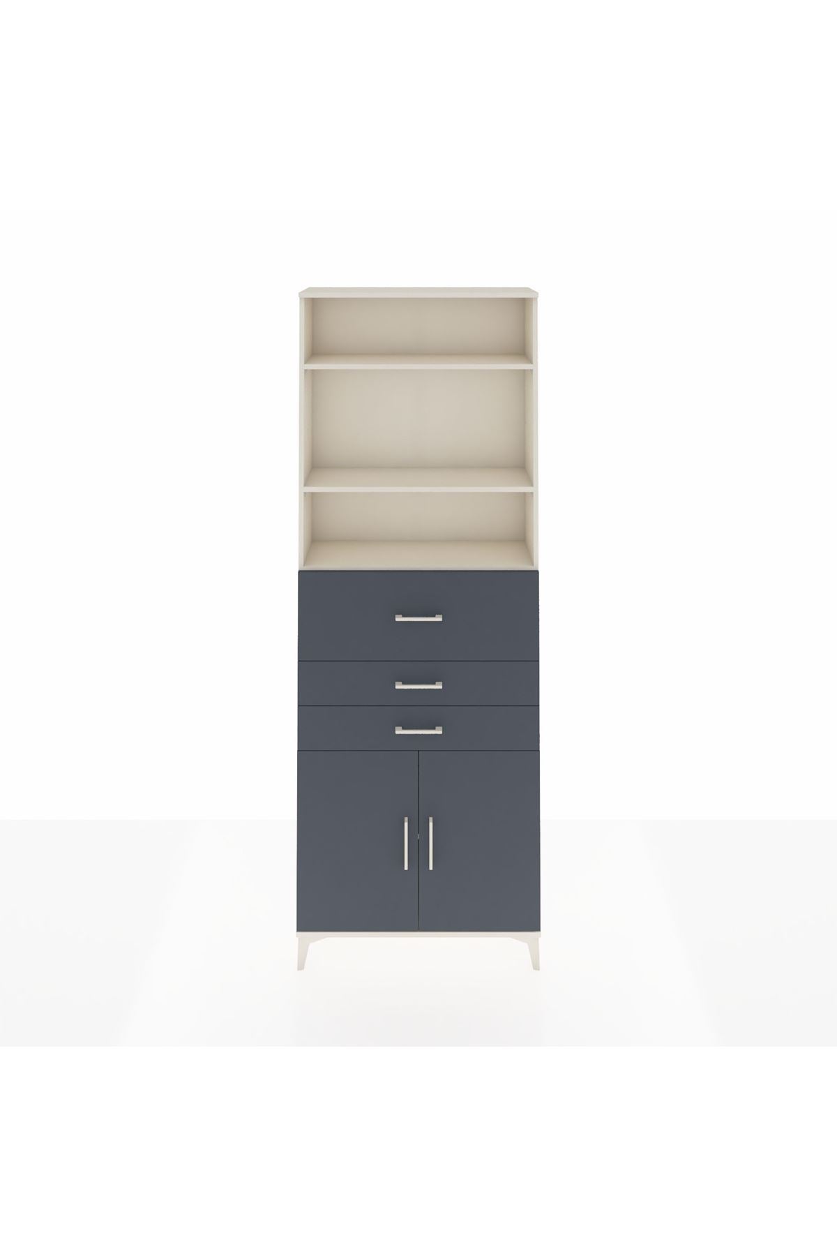 Arges Dolap 4 Raflı 3 Çekmeceli 2 Kapaklı 88x30x243 Aytaşı-Antrasit