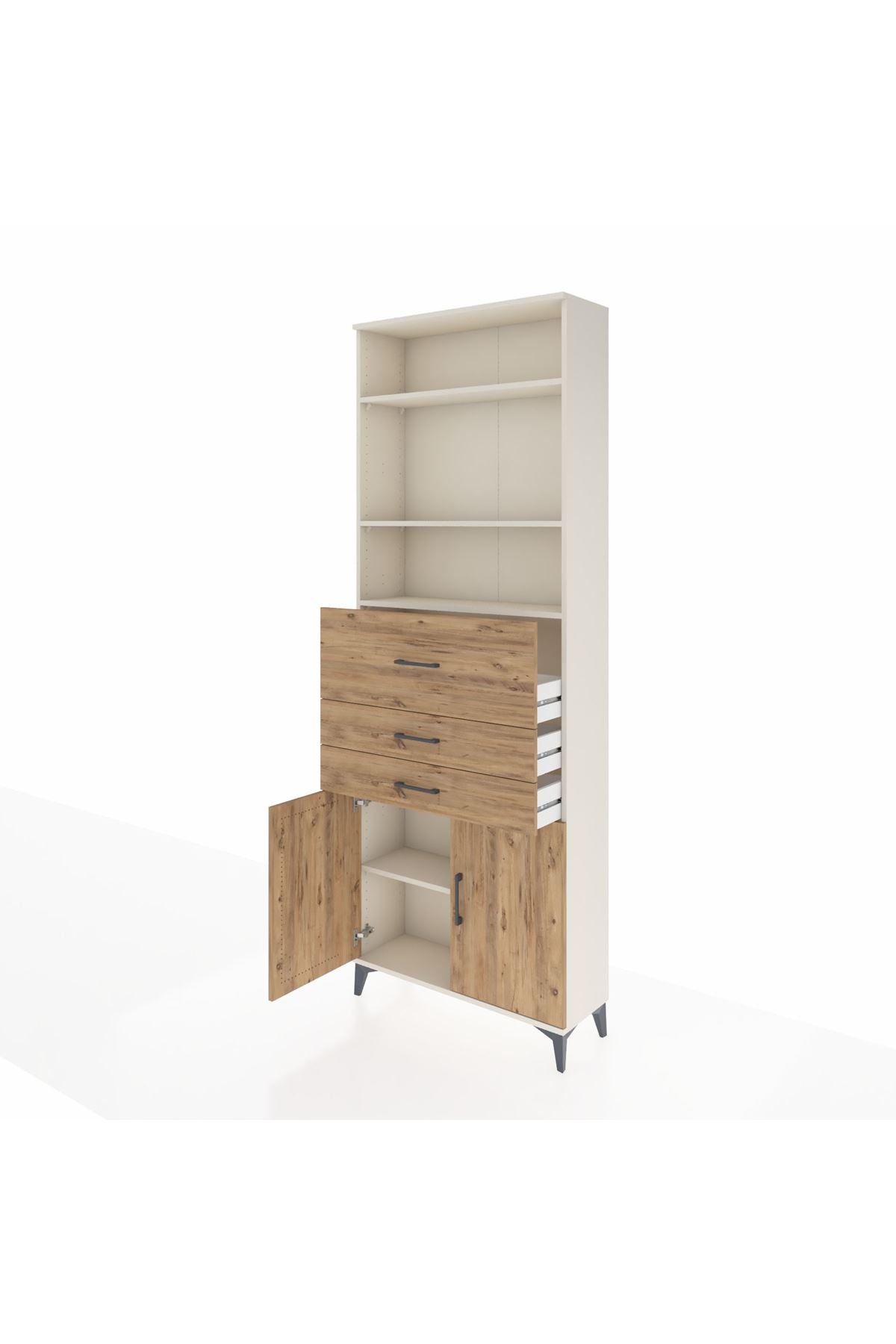 Arges Dolap 4 Raflı 3 Çekmeceli 2 Kapaklı 88x30x243 Aytaşı-Çam