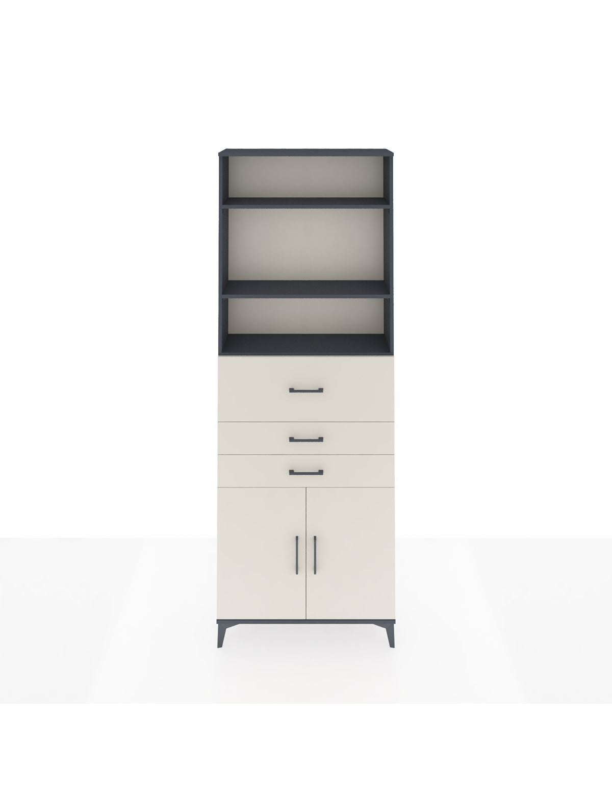 Arges Dolap 4 Raflı 3 Çekmeceli 2 Kapaklı 88x30x243 Antrasit-Aytaşı