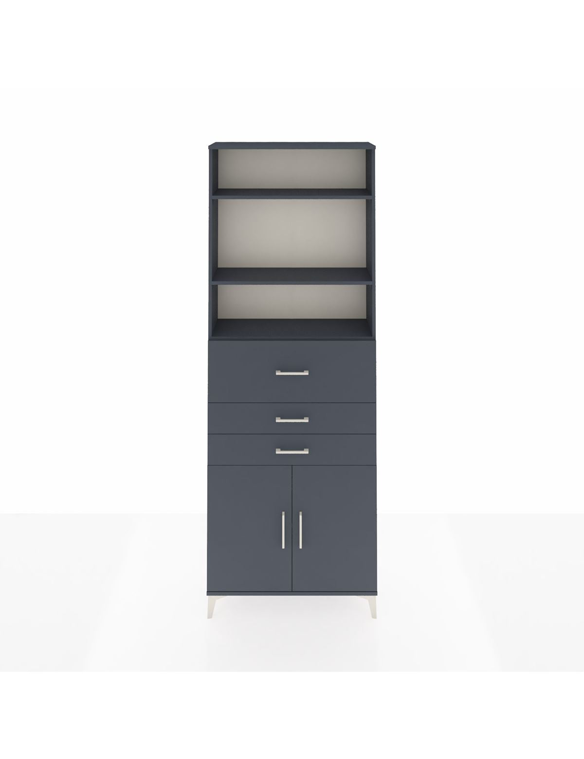 Arges Dolap 4 Raflı 3 Çekmeceli 2 Kapaklı 88x30x243 Antrasit-Antrasit