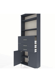 Arges Dolap 4 Raflı 3 Çekmeceli 2 Kapaklı 88x30x243 Antrasit-Antrasit