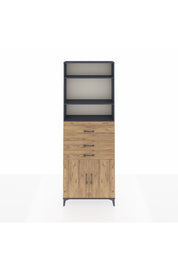 Arges Dolap 4 Raflı 3 Çekmeceli 2 Kapaklı 88x30x243 Antrasit-Çam