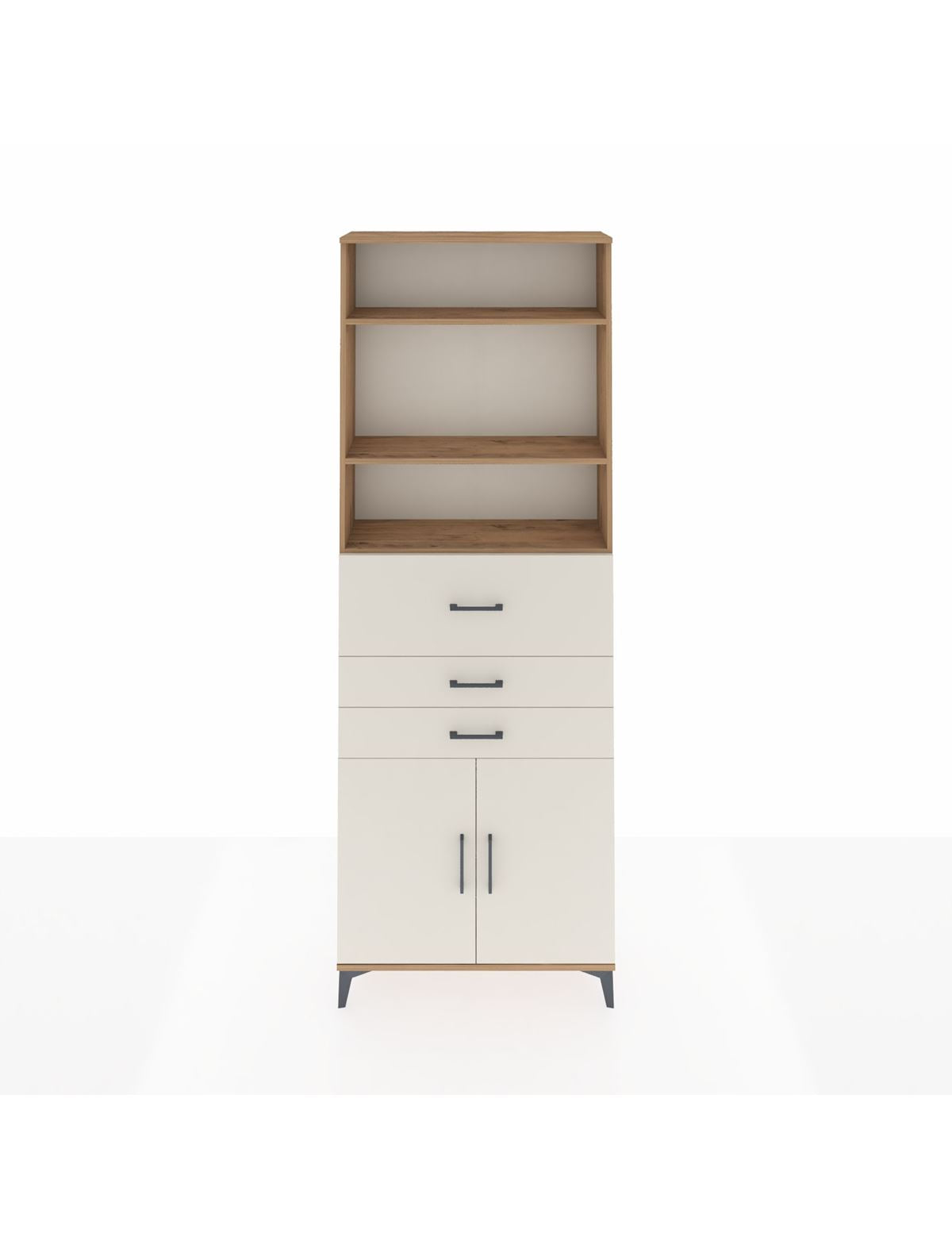 Arges Dolap 4 Raflı 3 Çekmeceli 2 Kapaklı 88x30x243 Çam-Aytaşı