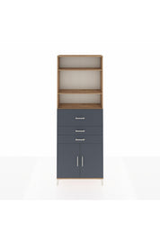 Arges Dolap 4 Raflı 3 Çekmeceli 2 Kapaklı 88x30x243 Çam-Antrasit