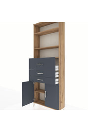 Arges Dolap 4 Raflı 3 Çekmeceli 2 Kapaklı 88x30x243 Çam-Antrasit