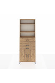 Arges Dolap 4 Raflı 3 Çekmeceli 2 Kapaklı 88x30x243 Çam-Çam