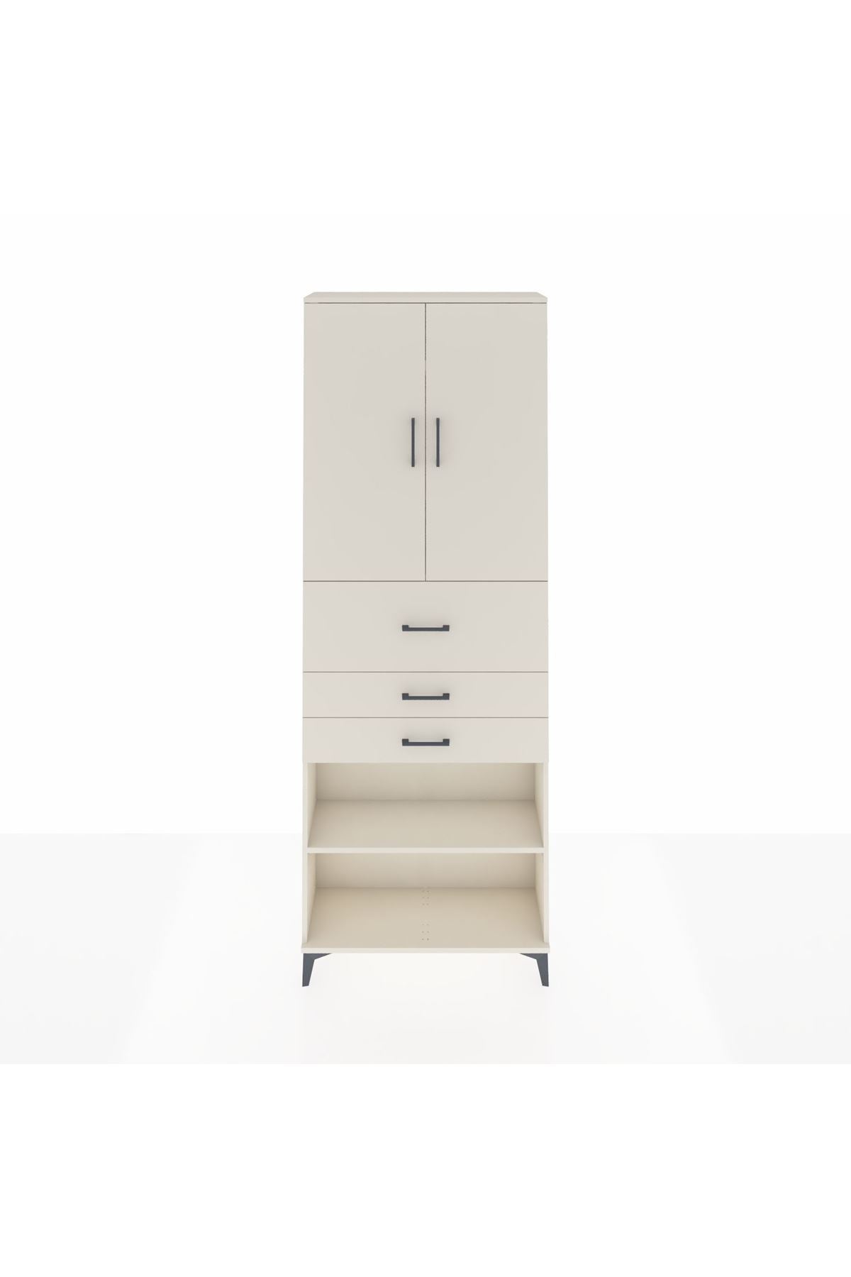 Arges Dolap 4 Raflı 3 Çekmeceli 2 Kapaklı 88x30x243 Aytaşı-Aytaşı