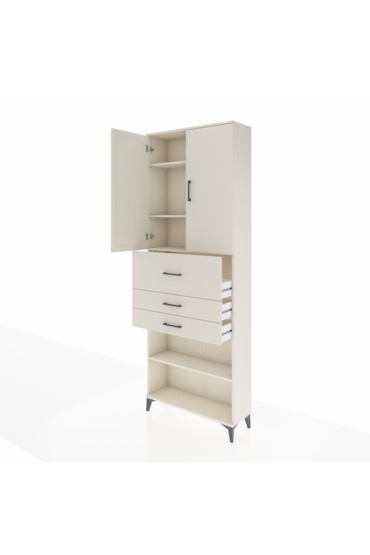 Arges Dolap 4 Raflı 3 Çekmeceli 2 Kapaklı 88x30x243 Aytaşı-Aytaşı