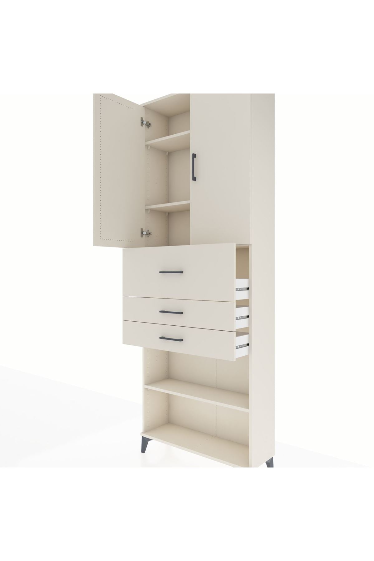 Arges Dolap 4 Raflı 3 Çekmeceli 2 Kapaklı 88x30x243 Aytaşı-Aytaşı