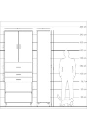 Arges Dolap 4 Raflı 3 Çekmeceli 2 Kapaklı 88x30x243 Aytaşı-Antrasit