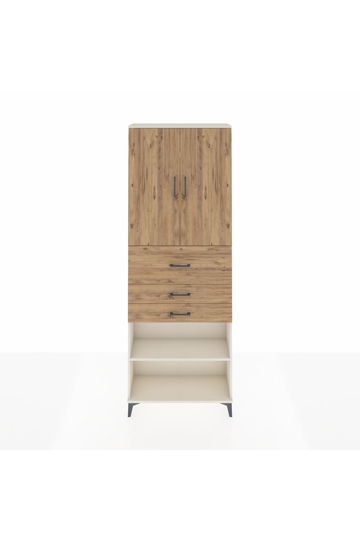 Arges Dolap 4 Raflı 3 Çekmeceli 2 Kapaklı 88x30x243 Aytaşı-Çam