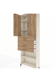 Arges Dolap 4 Raflı 3 Çekmeceli 2 Kapaklı 88x30x243 Aytaşı-Çam