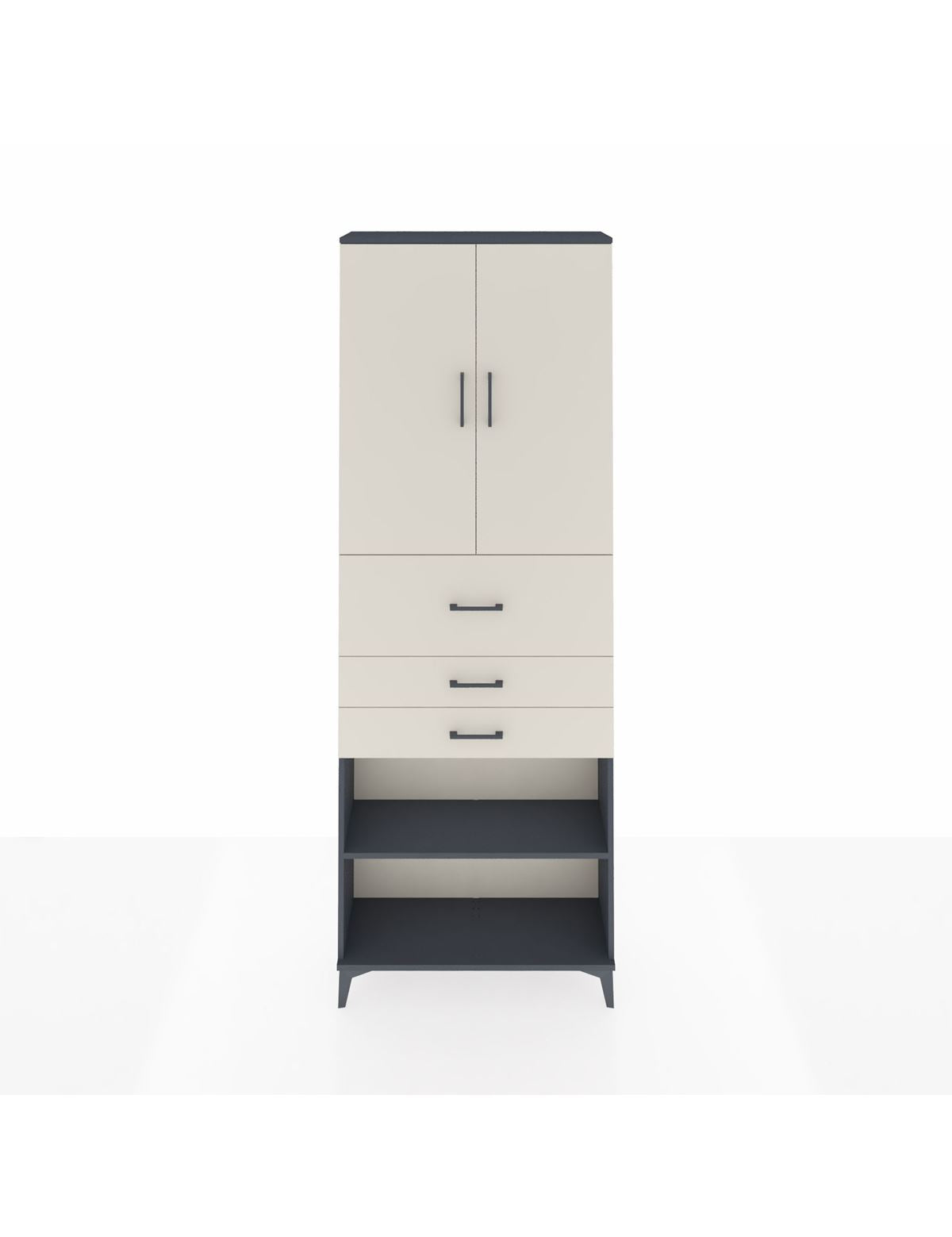 Arges Dolap 4 Raflı 3 Çekmeceli 2 Kapaklı 88x30x243 Antrasit-Aytaşı