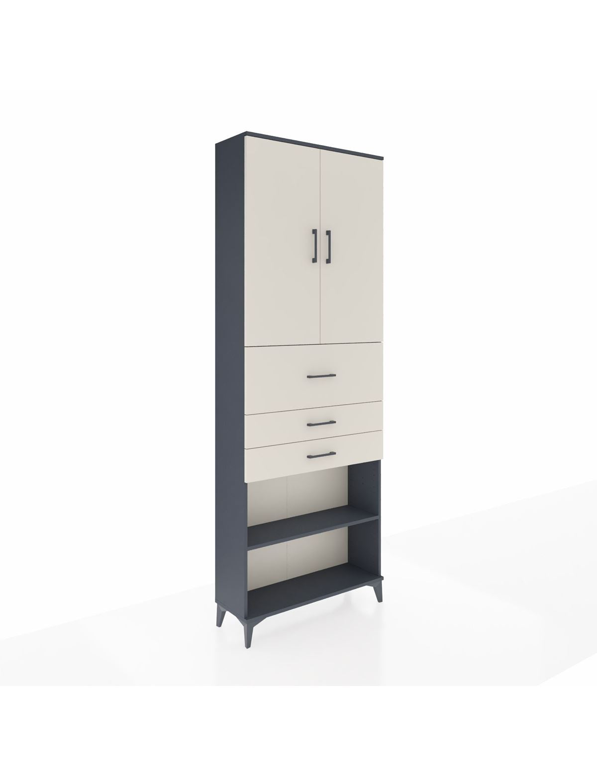 Arges Dolap 4 Raflı 3 Çekmeceli 2 Kapaklı 88x30x243 Antrasit-Aytaşı