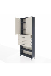 Arges Dolap 4 Raflı 3 Çekmeceli 2 Kapaklı 88x30x243 Antrasit-Aytaşı
