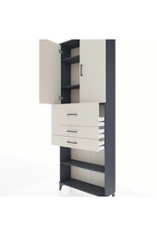 Arges Dolap 4 Raflı 3 Çekmeceli 2 Kapaklı 88x30x243 Antrasit-Aytaşı