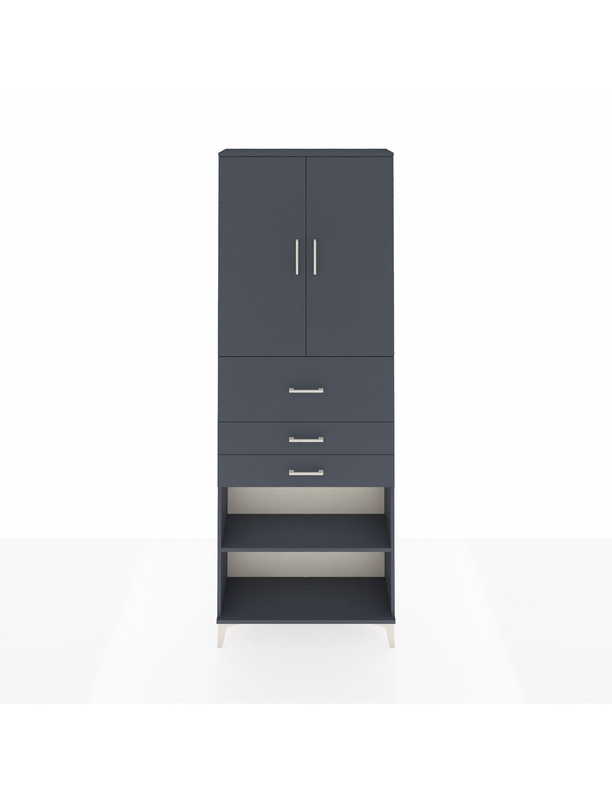 Arges Dolap 4 Raflı 3 Çekmeceli 2 Kapaklı 88x30x243 Antrasit-Antrasit