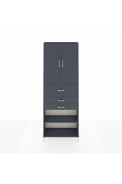 Arges Dolap 4 Raflı 3 Çekmeceli 2 Kapaklı 88x30x243 Antrasit-Antrasit