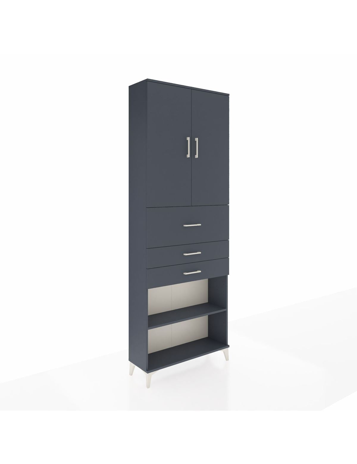 Arges Dolap 4 Raflı 3 Çekmeceli 2 Kapaklı 88x30x243 Antrasit-Antrasit