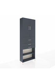 Arges Dolap 4 Raflı 3 Çekmeceli 2 Kapaklı 88x30x243 Antrasit-Antrasit