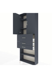 Arges Dolap 4 Raflı 3 Çekmeceli 2 Kapaklı 88x30x243 Antrasit-Antrasit