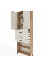 Arges Dolap 4 Raflı 3 Çekmeceli 2 Kapaklı 88x30x243 Çam-Aytaşı
