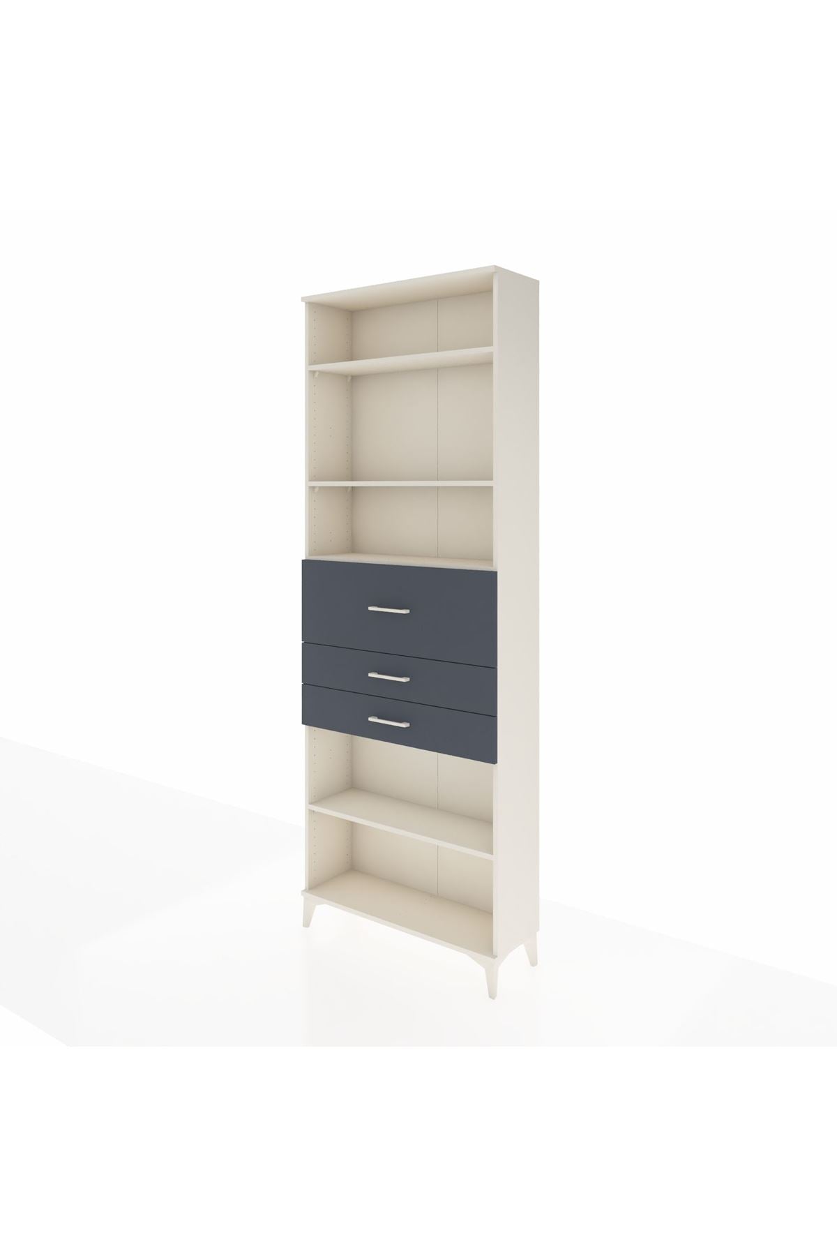 Arges Dolap 4 Raflı 3 Çekmeceli 88x30x243 Aytaşı-Antrasit