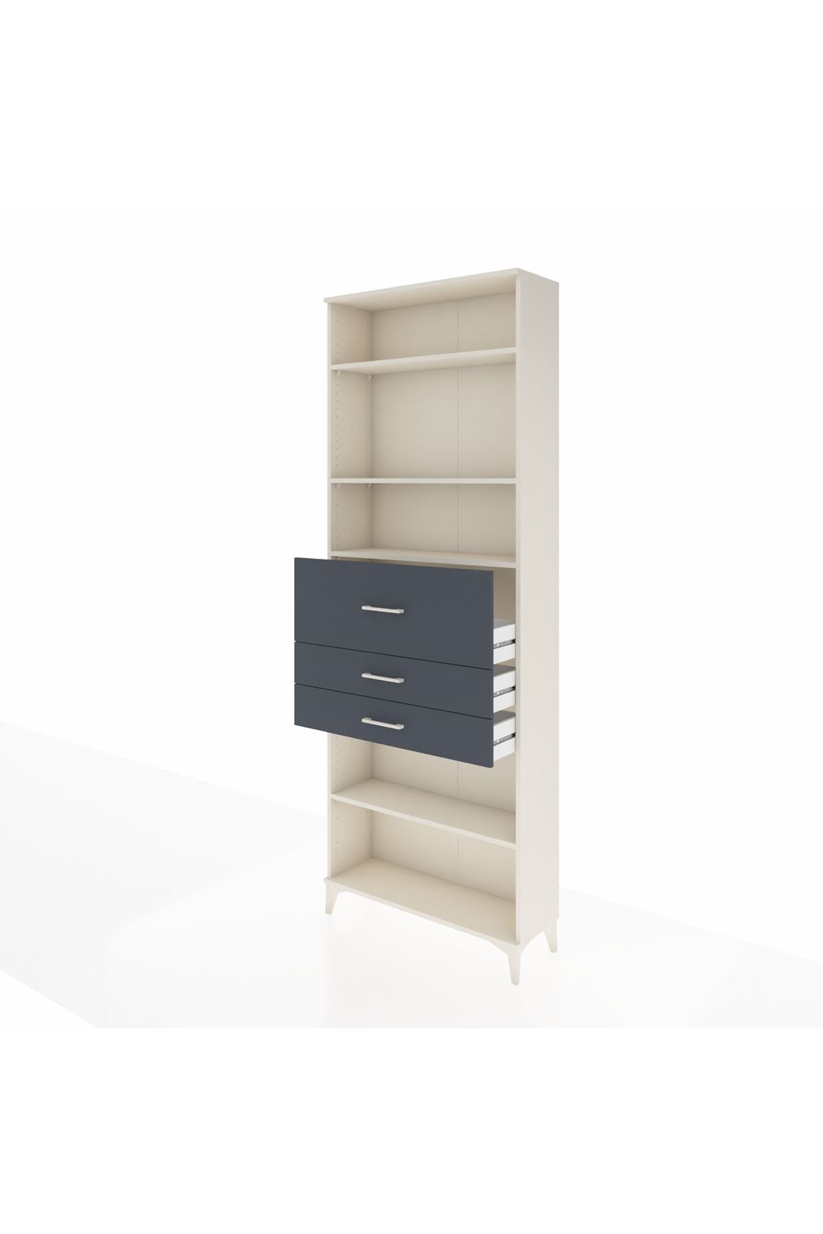 Arges Dolap 4 Raflı 3 Çekmeceli 88x30x243 Aytaşı-Antrasit