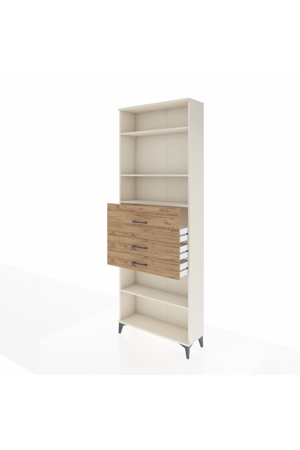 Arges Dolap 4 Raflı 3 Çekmeceli 88x30x243 Aytaşı-Çam