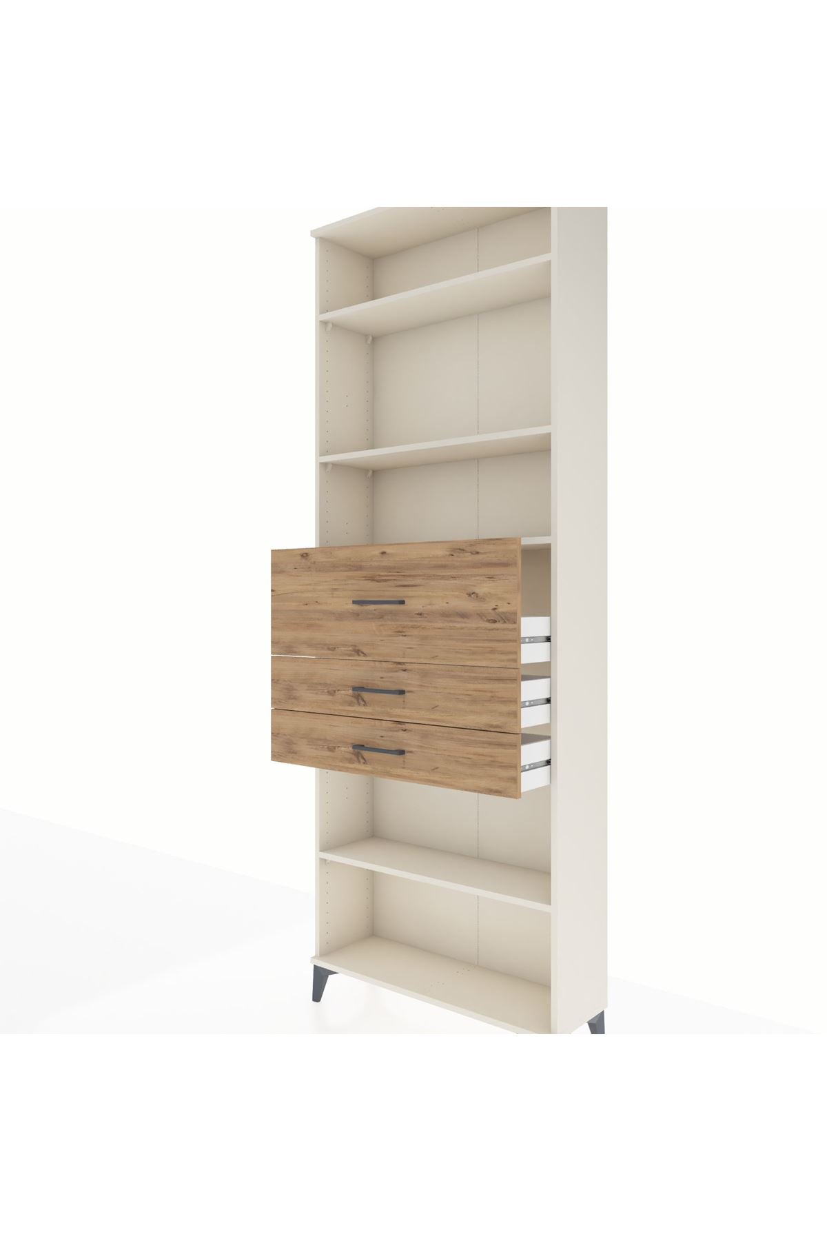 Arges Dolap 4 Raflı 3 Çekmeceli 88x30x243 Aytaşı-Çam