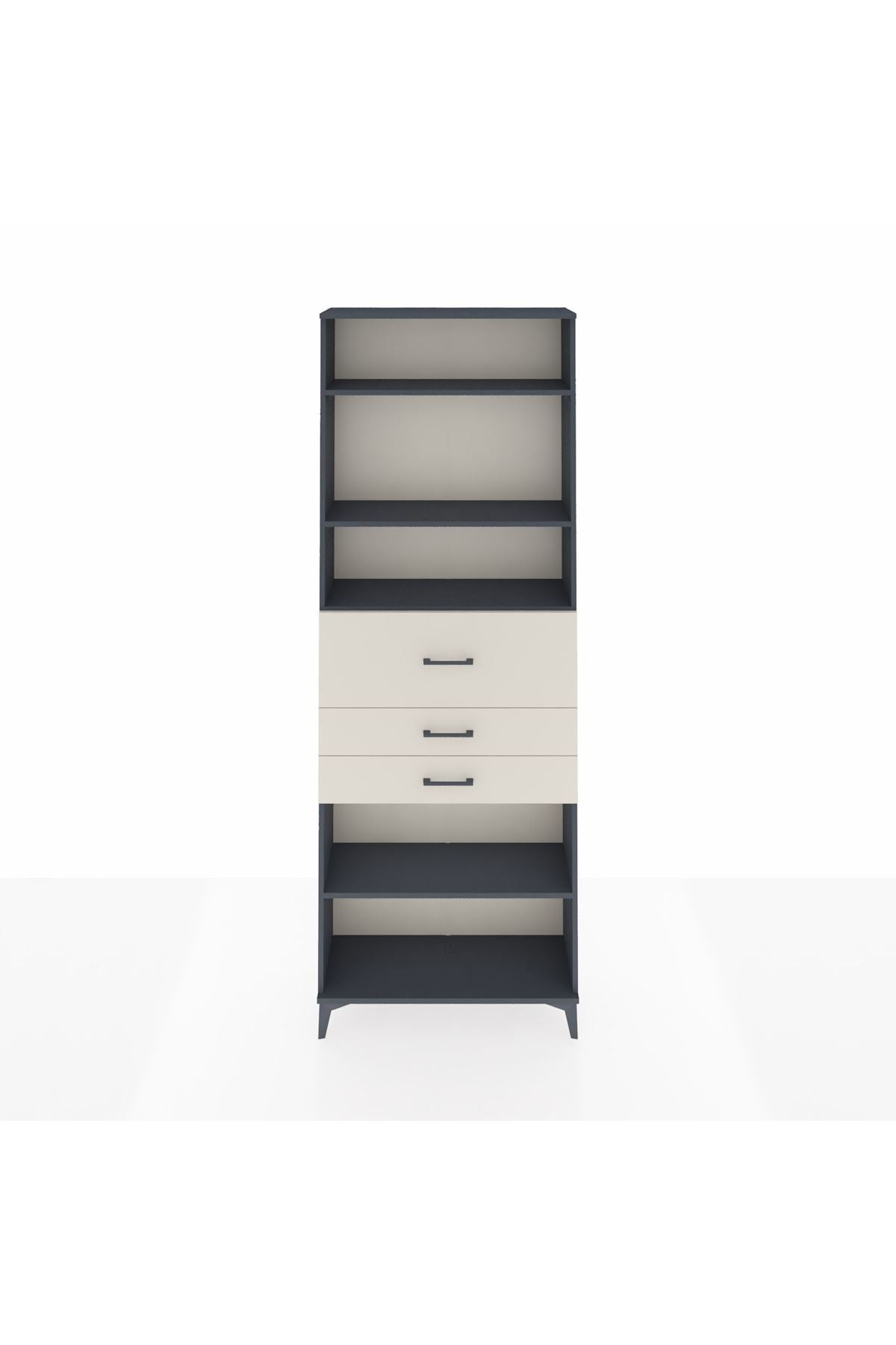 Arges Dolap 4 Raflı 3 Çekmeceli 88x30x243 Antrasit-Aytaşı