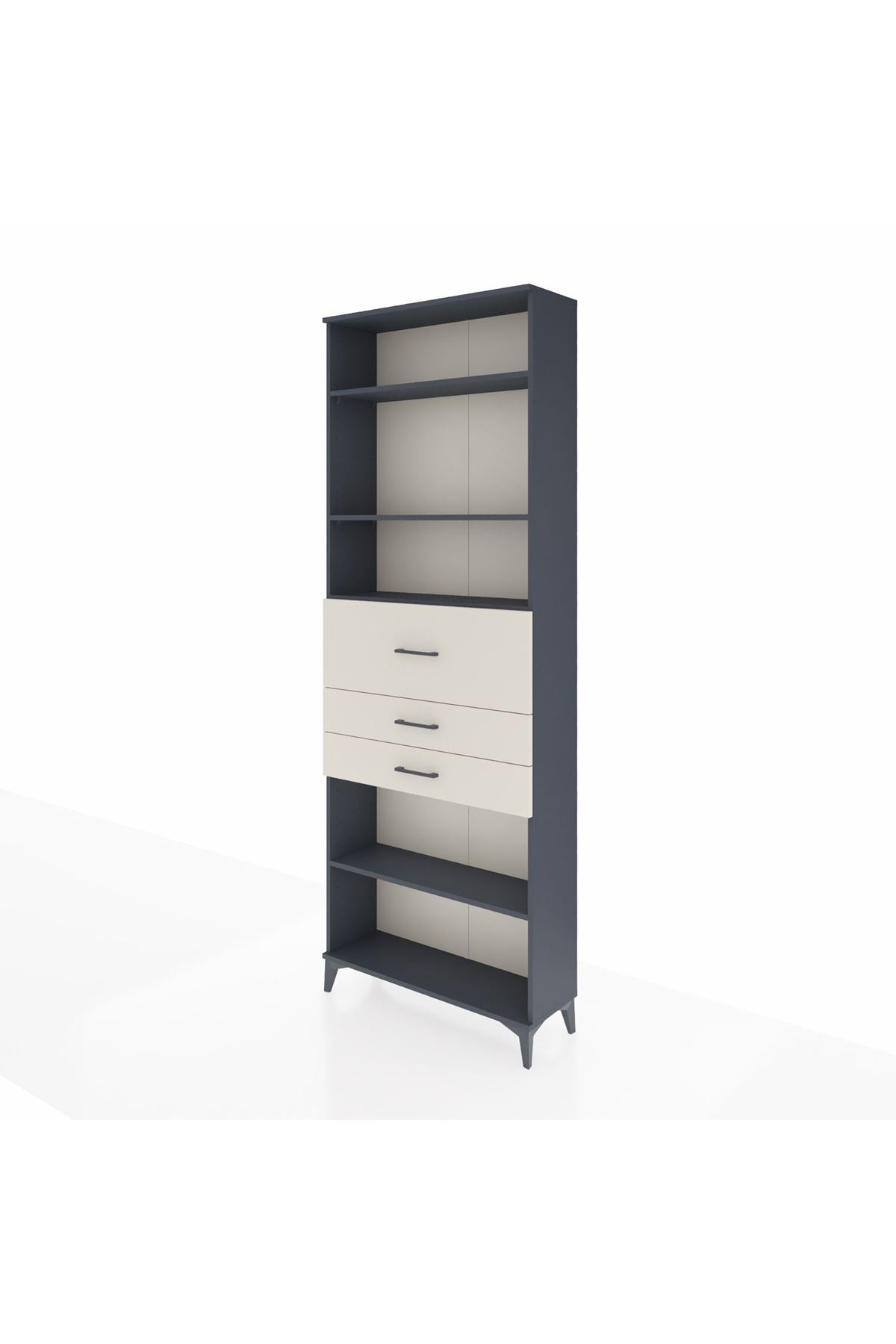 Arges Dolap 4 Raflı 3 Çekmeceli 88x30x243 Antrasit-Aytaşı