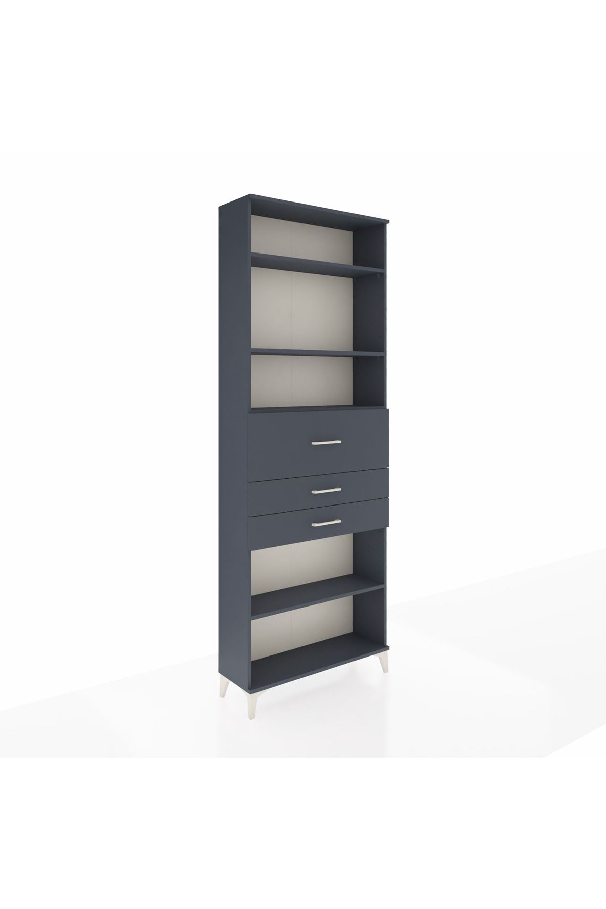 Arges Dolap 4 Raflı 3 Çekmeceli 88x30x243 Antrasit-Antrasit