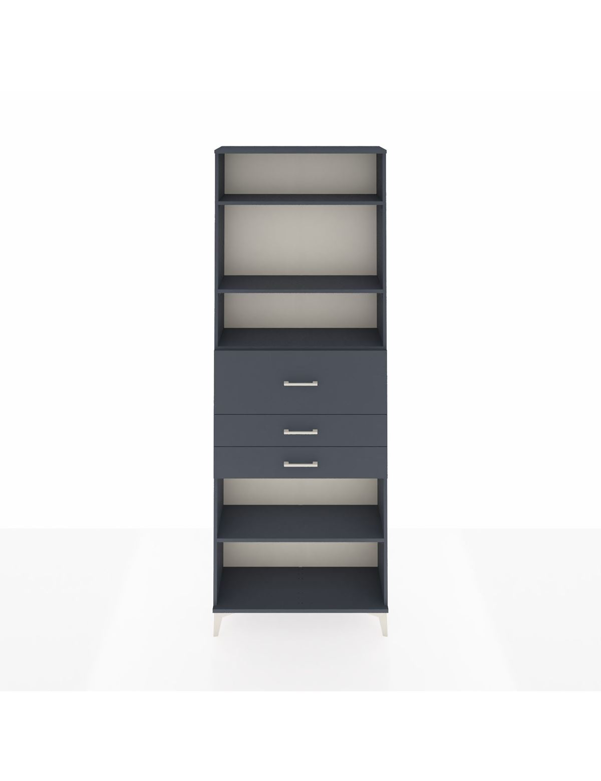 Arges Dolap 4 Raflı 3 Çekmeceli 88x30x243 Antrasit-Antrasit