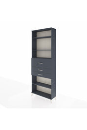 Arges Dolap 4 Raflı 3 Çekmeceli 88x30x243 Antrasit-Antrasit