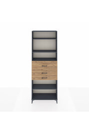 Arges Dolap 4 Raflı 3 Çekmeceli 88x30x243 Antrasit-Çam