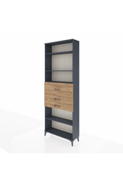 Arges Dolap 4 Raflı 3 Çekmeceli 88x30x243 Antrasit-Çam