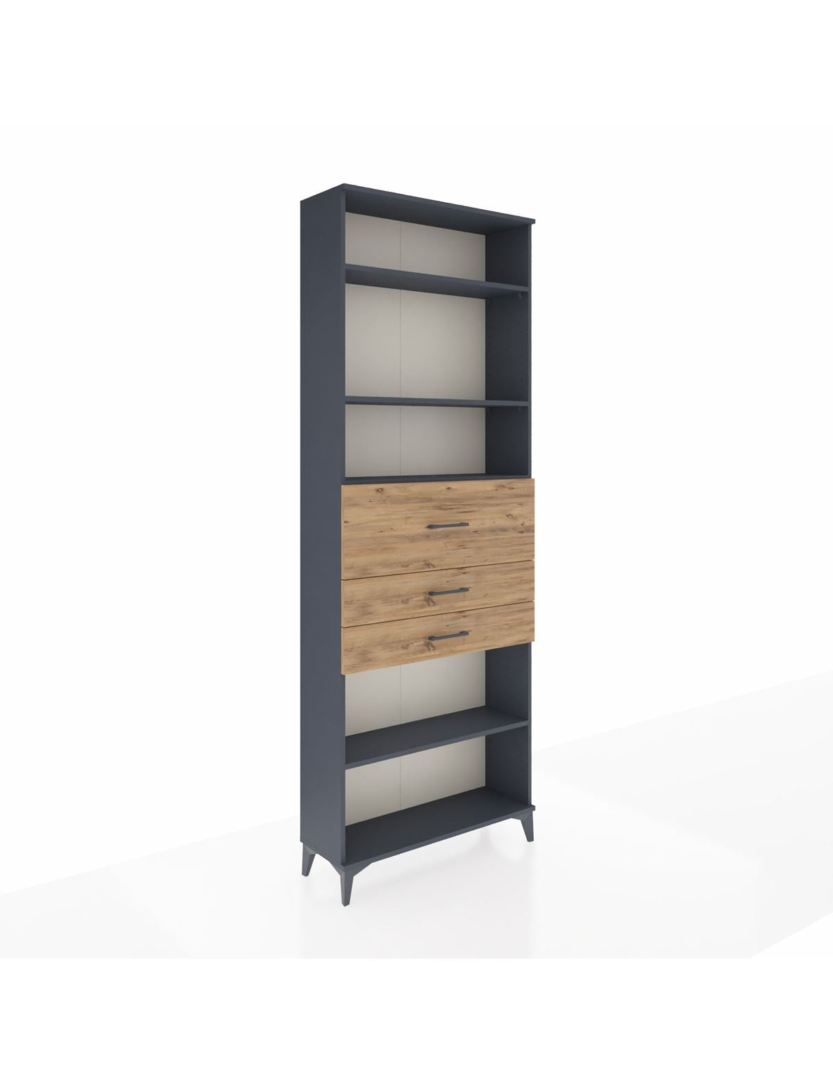 Arges Dolap 4 Raflı 3 Çekmeceli 88x30x243 Antrasit-Çam