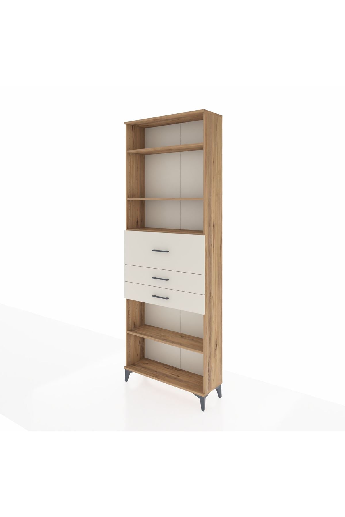 Arges Dolap 4 Raflı 3 Çekmeceli 88x30x243 Çam-Aytaşı