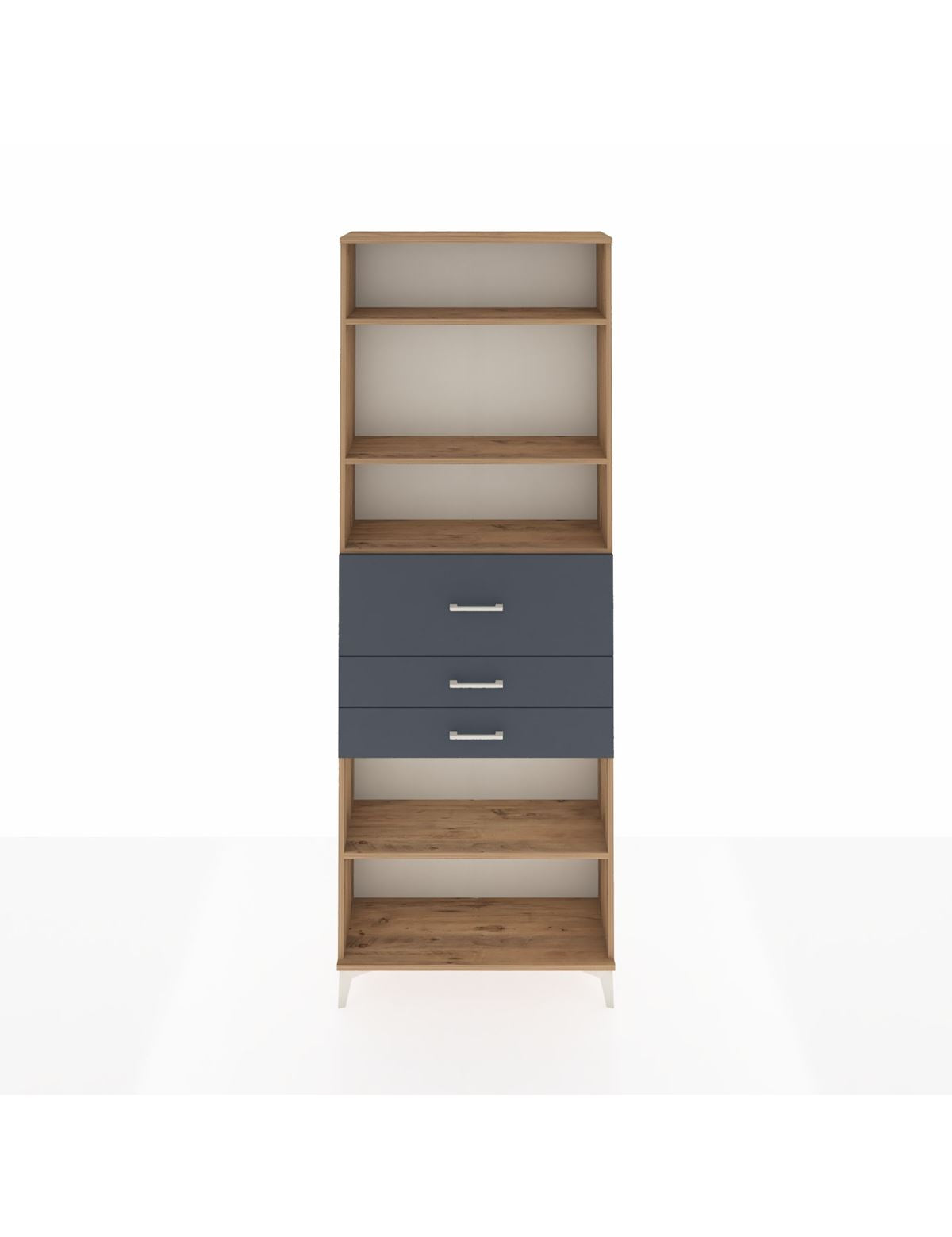 Arges Dolap 4 Raflı 3 Çekmeceli 88x30x243 Çam-Antrasit