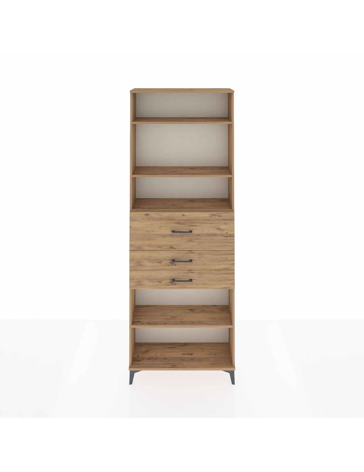 Arges Dolap 4 Raflı 3 Çekmeceli 88x30x243 Çam-Çam